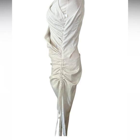 PLT LABEL OFF WHITE DRAPED RUCHED SKIRT MIDAXI DRESS Size 10 NWT - Picture 11 of 13